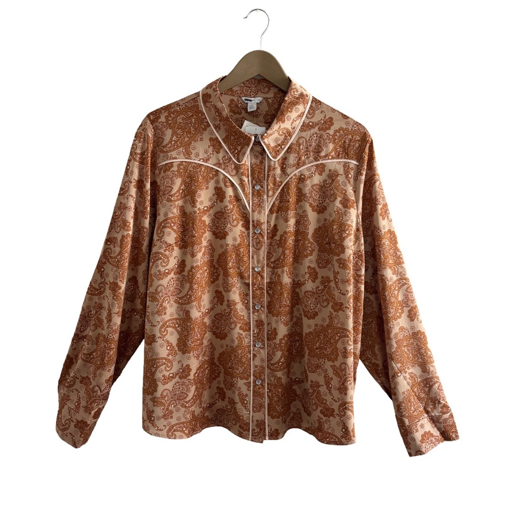 Cato Brown Paisley Western Shirt